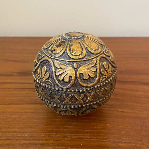 VTG (3) Rustic Brown & Gold Decorative Carpet Balls - Picture 4 of 6